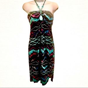 Bisou Bisou Halter Dress Geometric Design size 8